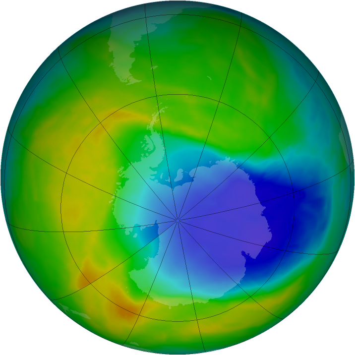 Antarctic ozone map for 31 October 2013